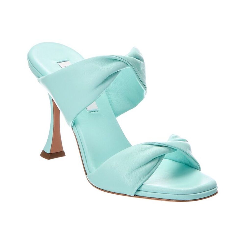Aquazzura Twist 95 Leather Sandal, Blue